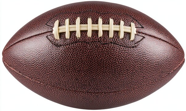 Close-up of a brown American football.  Stitched leather ball,  oval shape,  classic sports equipment - Powered by Adobe