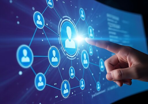 Digital Network Connection with Futuristic Human Icons