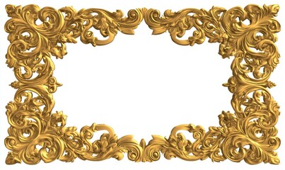 Ornate gold frame with elaborate, symmetrical, floral carvings