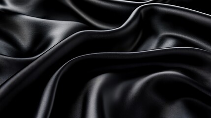 Fototapeta premium Elegant black satin and silk fabric with smooth luxurious texture