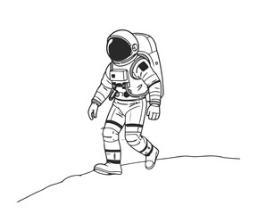 astronaut on space, robot vector illustration, black n white
