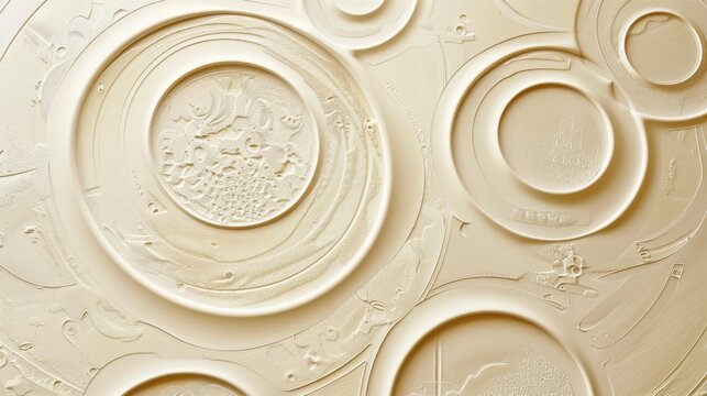 Intricate wall design with circular patterns creating a textured look in a modern interior
