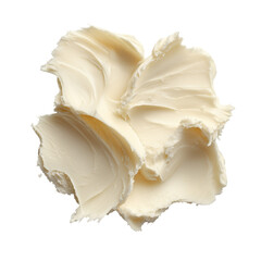 raw shea butter arranged in an elegant, minimalist way on a clean white background. The shea butter appears soft and creamy