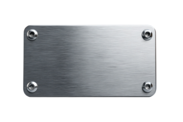 Metallic Blank Plaque with Screws isolated on transparent background Remove png, Clipping Path, pen tool