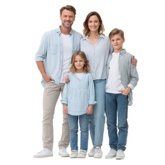 Fototapeta premium Happy family of four isoleted on transparent background .