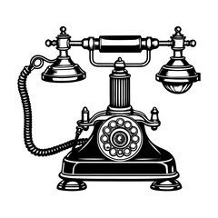 Vector art of vintage rotary telephone isolated on white background