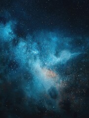 Fototapeta premium Deep space nebula, vibrant blues and purples, filled with scattered stars