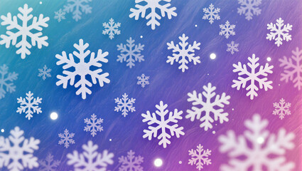 Snowflakes dance in a colorful winter wonderland of blue and pink