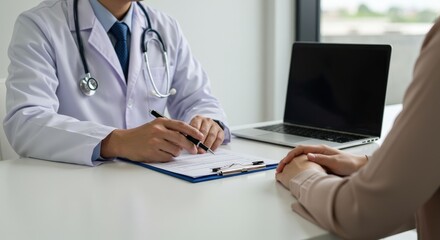 Fototapeta premium Doctor Consulting Patient Medical Exam Healthcare Consultation.