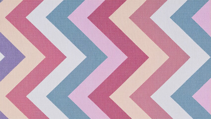 Vibrant chevron pattern forms soft-hued textile backdrop