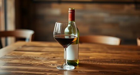 bottle of wine and glass on the table