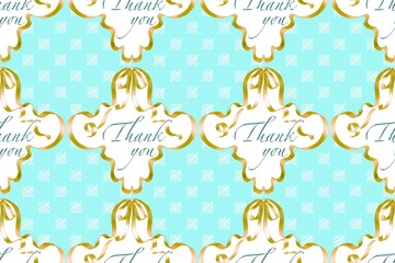 Thank You Seamless Pattern with Elegant Ribbon Frames