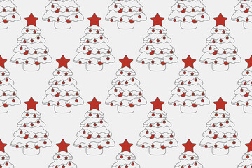 christmas seamless pattern with christmas trees stars and snowflakes