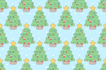 christmas seamless pattern with christmas trees stars and snowflakes