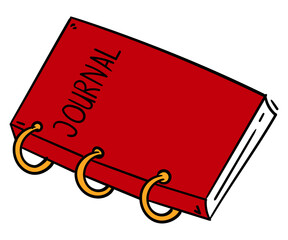 Red Journal Doodle with Black Outline on Transparent Background – School Notebook Clipart