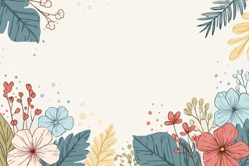 Hintergrund mit floralen Elementen und zarten Blumen, perfekt f&uuml;r Fr&uuml;hlings- und Sommerdekorationen.