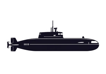 Fototapeta premium Silhouette of a Submarine Floating Underwater Vessel Illustration