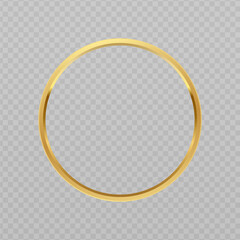3D realistic golden ring on transparent background
