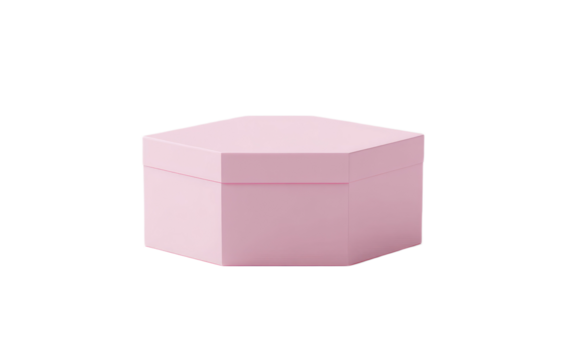 Soft pink hexagonal geometric shape isolated on transparent background - Powered by Adobe