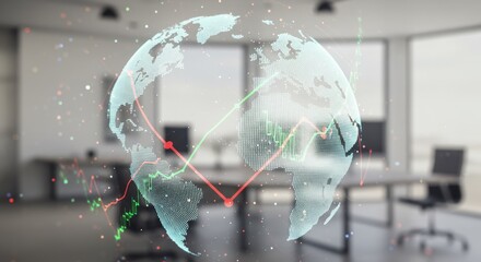 Global Business Data Visualization with World Map and Charts.