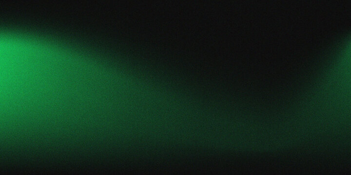 Black and green wavy gradient background with grain texture and copy space for creative modern banner, header, poster, or wallpaper design