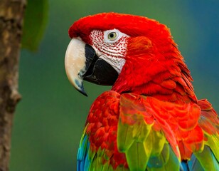 Naklejka premium Close-up of vibrant scarlet macaw