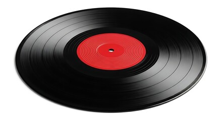 Fototapeta premium classic black vinyl record with red label isolated