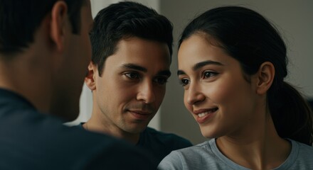 Couple gazing at each other intimate moment close-up.