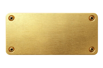 Golden Blank Plaque with Screws isolated on transparent background Remove png, Clipping Path, pen tool