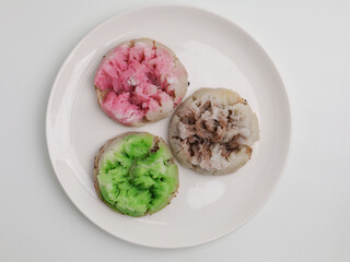 Carabikang is an Indonesia's traditional snack made from rice flour cooked with coconut milk