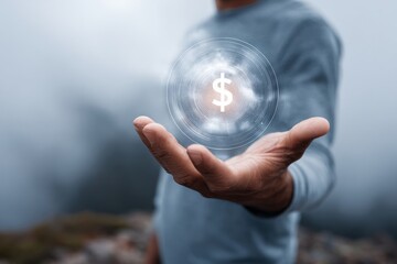 Professional Secure Payroll Processing Icon with Digital Financial Data Overlay Modern HR Tech for Confident Corporate Marketing Content