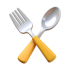 Fototapeta premium High-quality 3D spoon and fork cutlery icon, isolated on a transparent background, generative AI