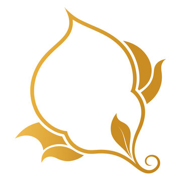 Elegant gold floral design element with swirls and leaves