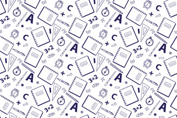 Seamless Education Pattern with School Supplies Vector