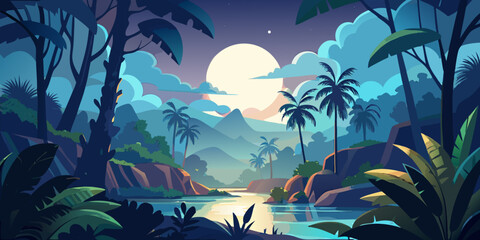  jungle-at-night-with-the-bright-moon--wallpaper