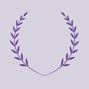 Elegant purple laurel wreath on a light purple background