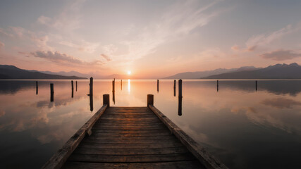 Fototapeta premium sunrise over the lake