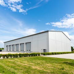 Obraz premium Modern industrial building under a bright sky