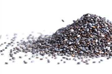 Chia seeds on white background , Generative AI