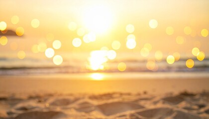 Ethereal Golden Bokeh Lights Dancing on a Sun-Kissed Ocean Horizon