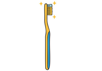 A clean, modern illustration of a toothbrush with a subtle sparkle, promoting Dental Care Shine. Simple, bright, and visually appealing for marketing materials.