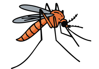 Vector illustration of a mosquito with 'Disease Vector Alert' text. Clean, graphic style, suitable for informational graphics and public health campaigns. Simple, impactful design.