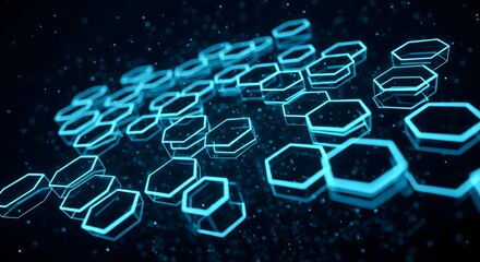 Close-Up Luminous Blue Hexagonal Structures