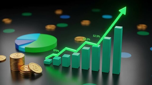 candle stick graph chart arow of stock market investment trading background design of graph stock market investment trading video business graph with dollar sign