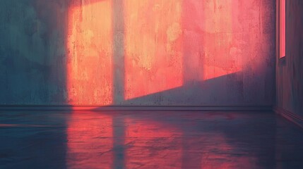 Dramatic Sunlight and Shadow Play on Textured Wall and Floor Surfaces