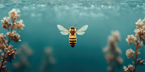 Modern Pollinator Bee Sticker Design Premium Minimalist Eco-Friendly Graphic for Environmental Branding and Social Media Marketing Campaigns