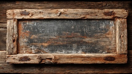 Obraz premium Aged wooden sign on weathered planks