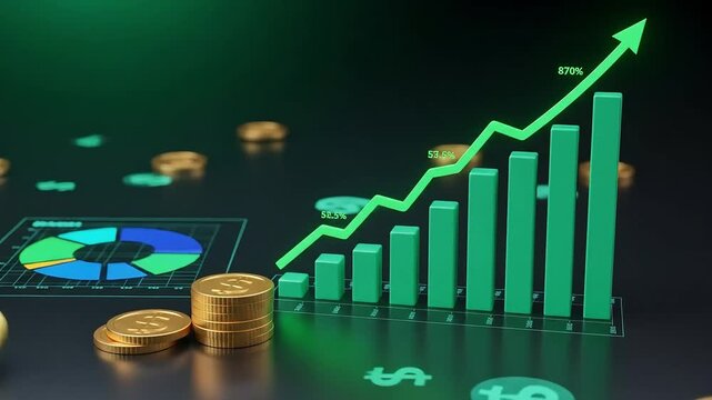 candle stick graph chart arow of stock market investment trading background design of graph stock market investment trading video business graph with coins and graph