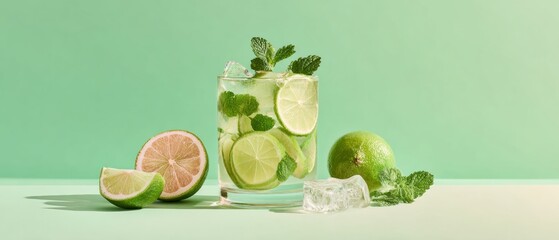 Premium High-Quality Alcohol-Free Mocktail with Fresh Fruits and Mint Modern Mindful Drinking Lifestyle for Wellness Marketing and Social Media Campaigns