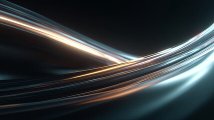 Abstract light trails on a dark background creating a dynamic and fluid motion.